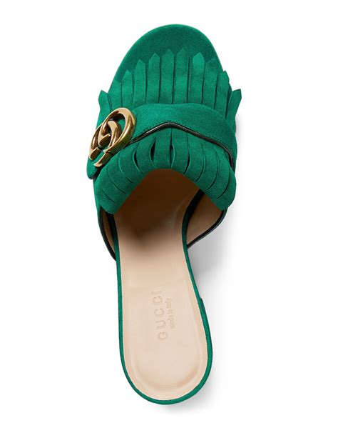 gucci marmont suede fringe slide sandals|Gucci outlet sandals.